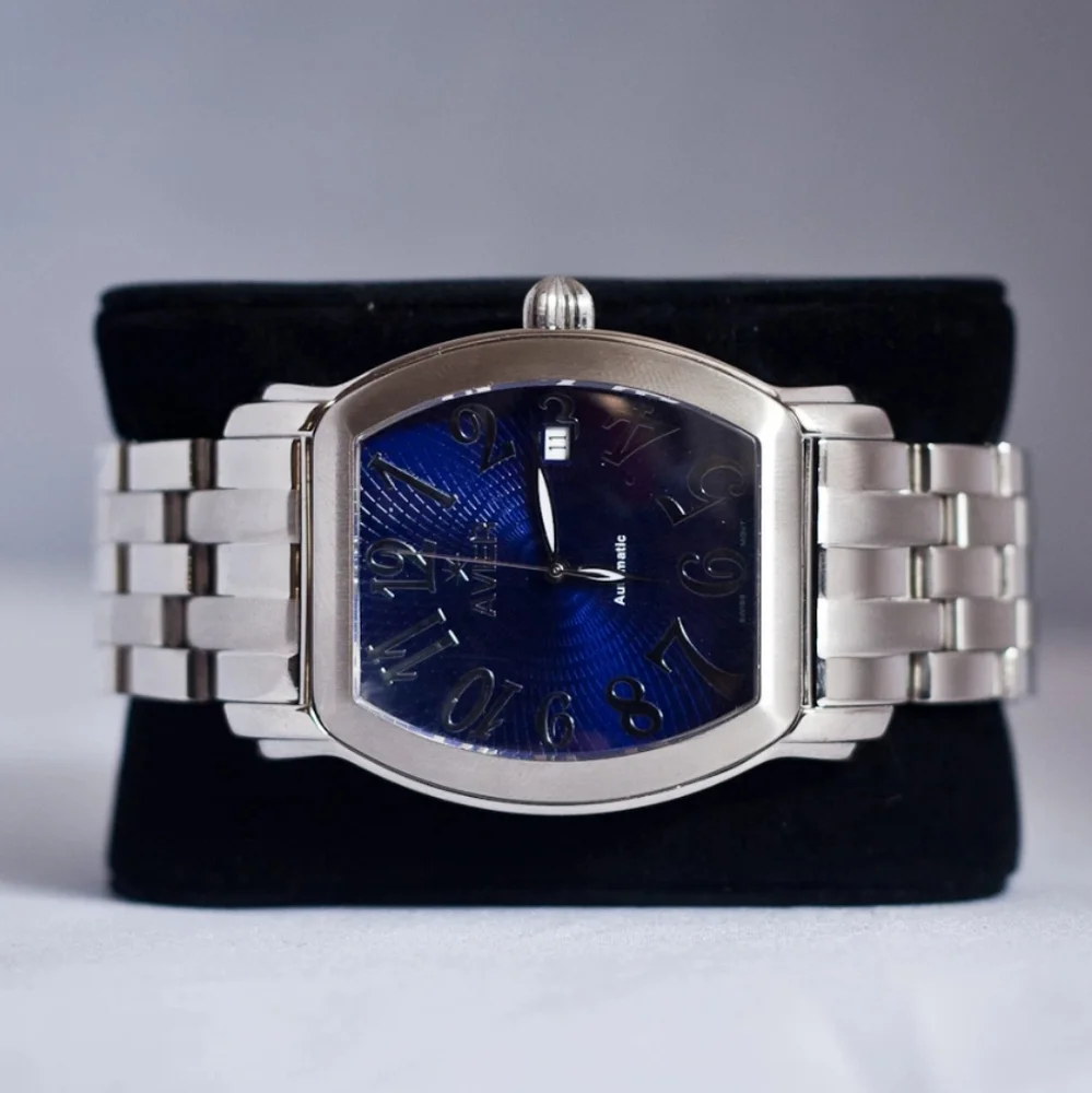 Avier Men's Statesman Stainless Steel Automatic Blue Dial Watch